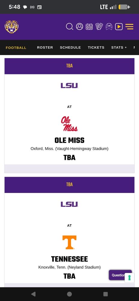 LSU 2026 schedule includes Tennessee and Ole Miss