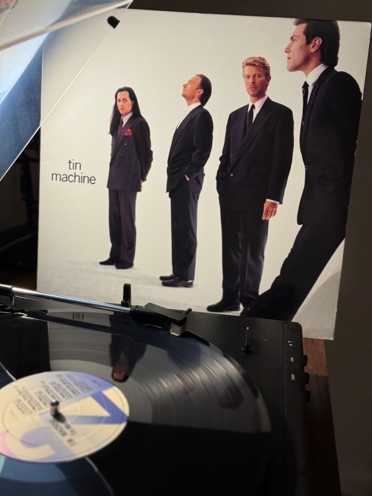 Tin Machines first album and the turntable playing it.