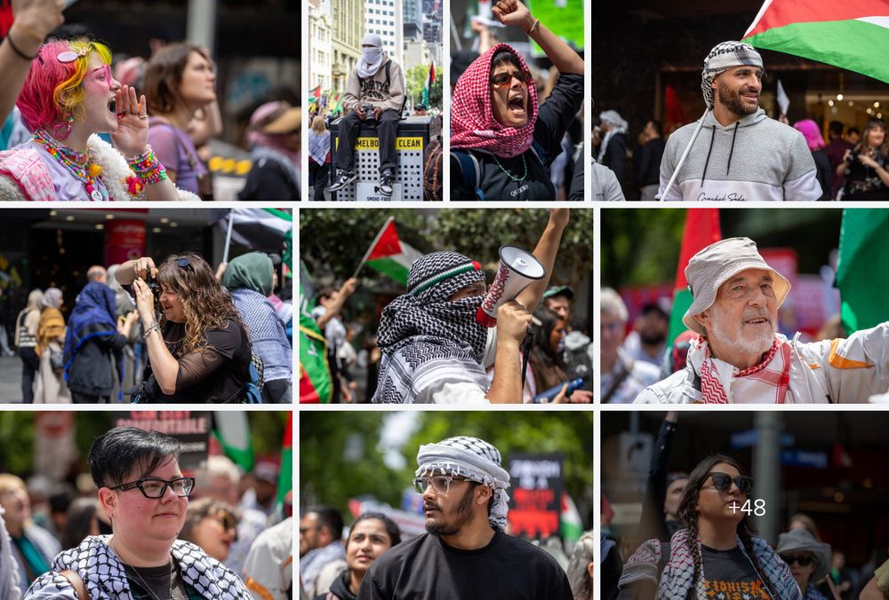 Photographs taken at demonstrations in Melbourne to support #Palestinians.