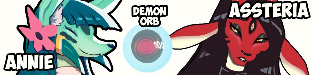 Annie Hole the green fox with her super powerful demon goat assistant she summoned with the cursed Demon Orb