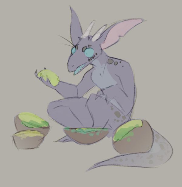 Tikri drawn in Pocketss Moss Kobold style - sorting the moss