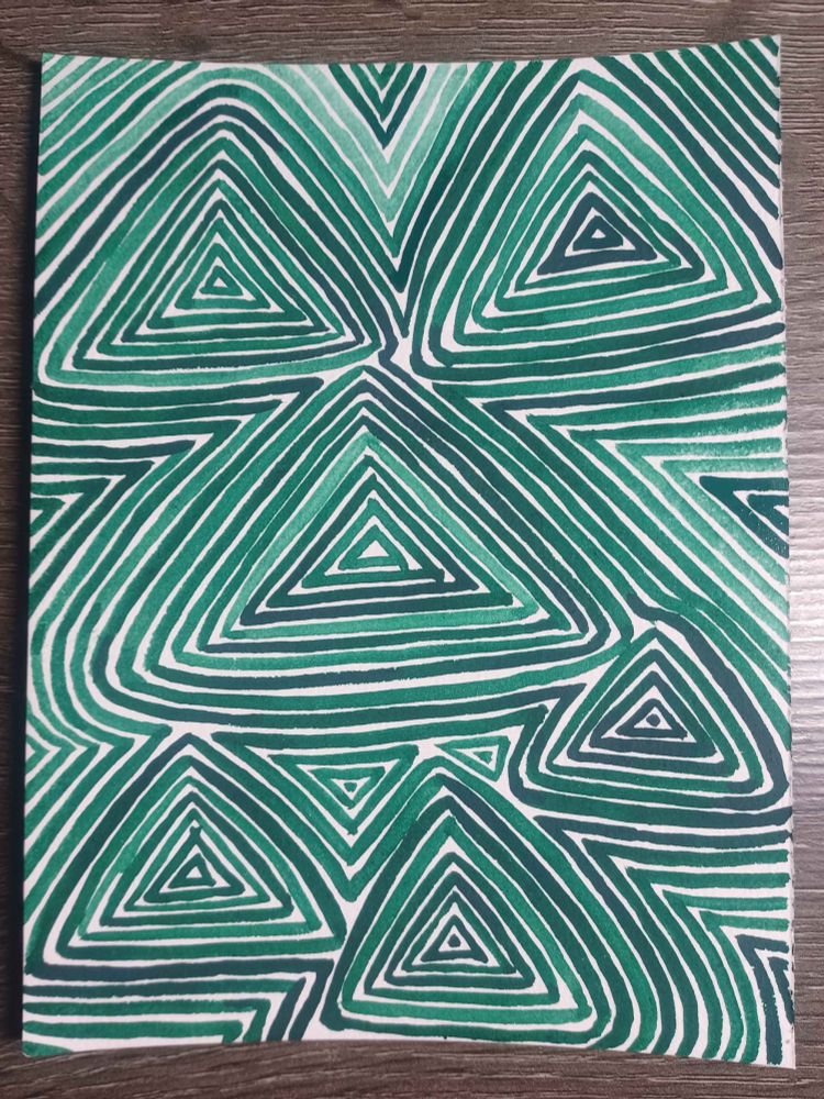 green triangle watercolour art painting