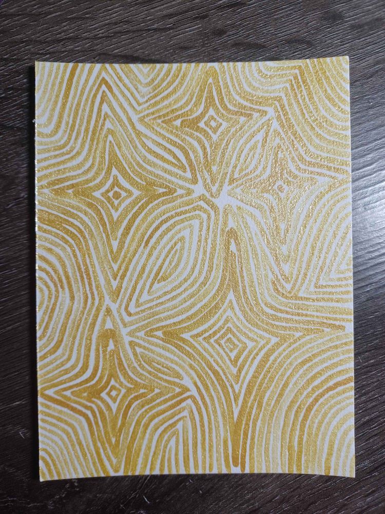 watercolour painting of gold stars in lines