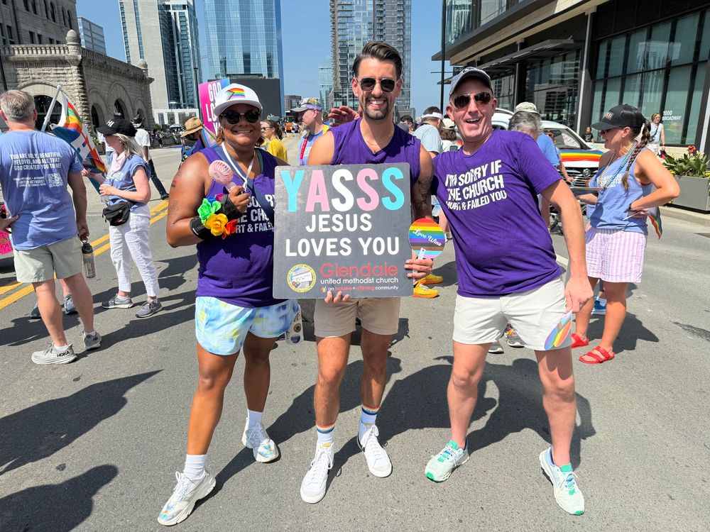 Photos of the members of Glendale United Methodist Church at the Nashville Pride March down Broadway in Downtown Nashville. 