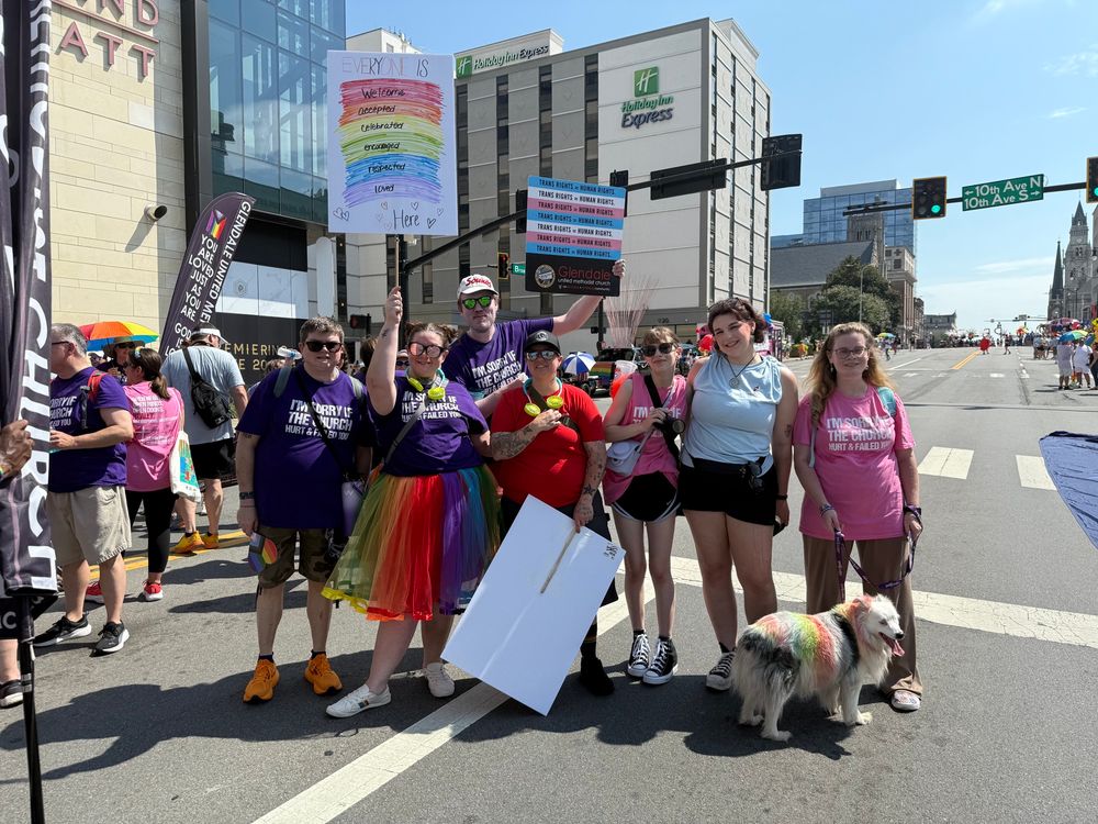 Photos of the members of Glendale United Methodist Church at the Nashville Pride March down Broadway in Downtown Nashville. 