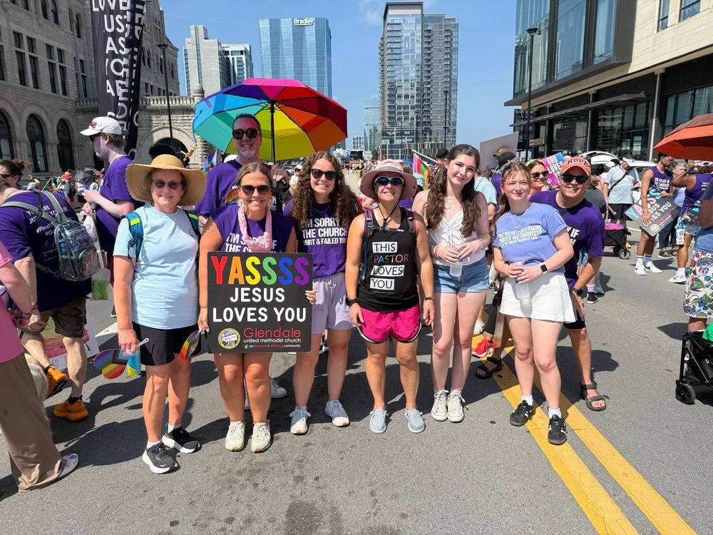 Photos of the members of Glendale United Methodist Church at the Nashville Pride March down Broadway in Downtown Nashville. 