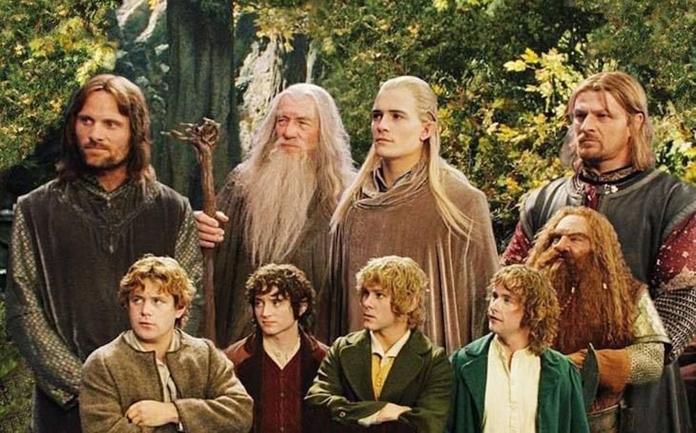 The nine members of the fellowship in Lord of the Rings.