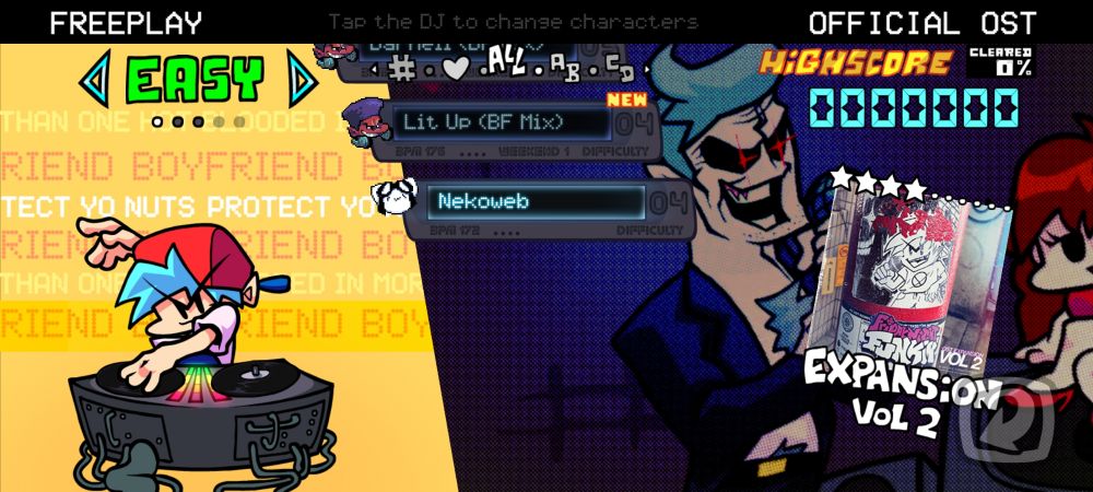 Nekoweb in Freeplay on the mobile version of FNF. Keep in mind that Nekoweb's album cover for V-Slice isn't implemented.

Manon freeplay icon made by heyitsjustpIxel.