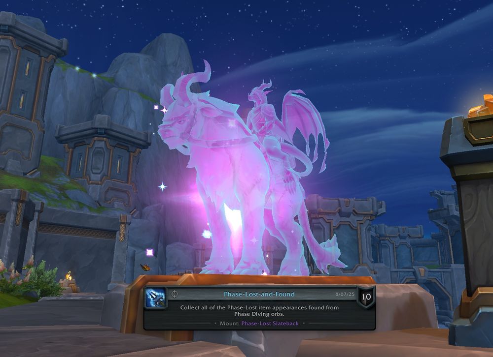 A mage in wow on a slateback mount