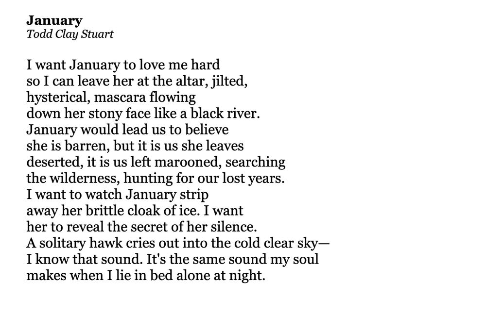 Poem about January - I want January to love me hard