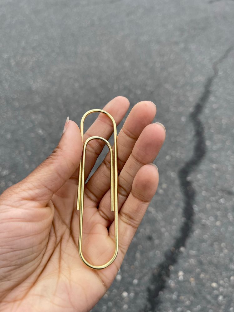 A big gold paper clip.