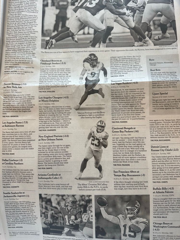 NYT betting line page masquerading as sports column.