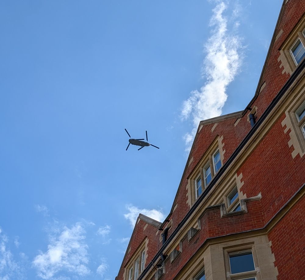 Chinook flying over Temple 