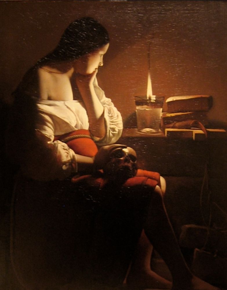 Repenting Magdalene, also called Magdalene in a Flickering Light by 
Georges de La Tour

Oíl on canvas 