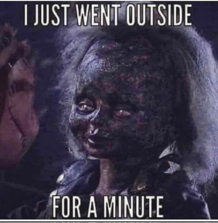 Picture of a burnt to a crisp doll. Caption says just went outside for a minute....
