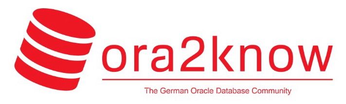 Logo der ora2know-Usergroup: ein schilfgestelltes Datenbank-Icon in Form einer "Tonne" und der Schriftzug "ora2know"