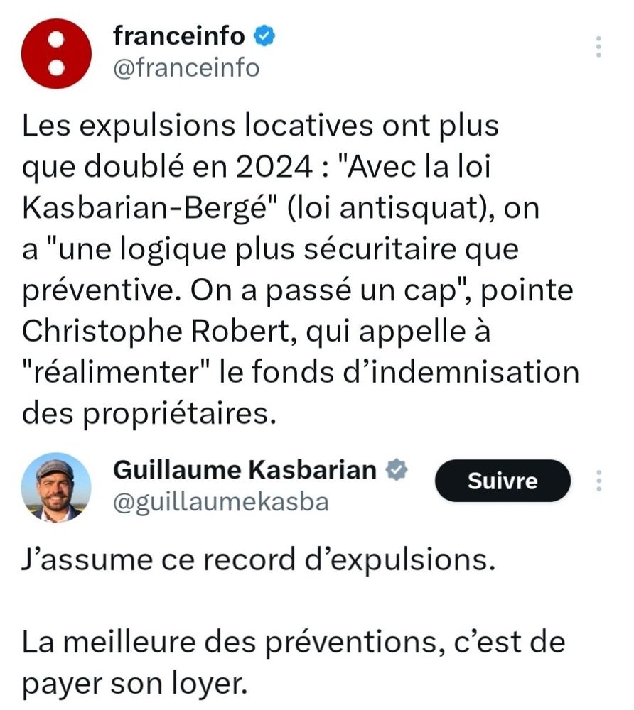 France Info : les expulsions locatives ont plus que doublé en 2024

Guillaume Kasbarian : "J'assume ce record d'expulsions"