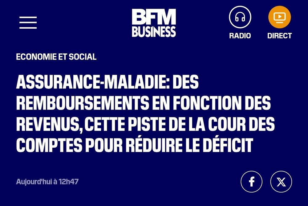 Assurance-maladie : des remboursements en fonction des revenus, cette piste de la cour des comptes pour réduire le déficit
