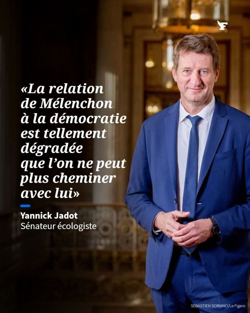 Yannick Jadot dans le Figaro : "La relation de Mélenchon à la démocratie est tellement dégradée sur l'on ne peut plus cheminer avec lui"