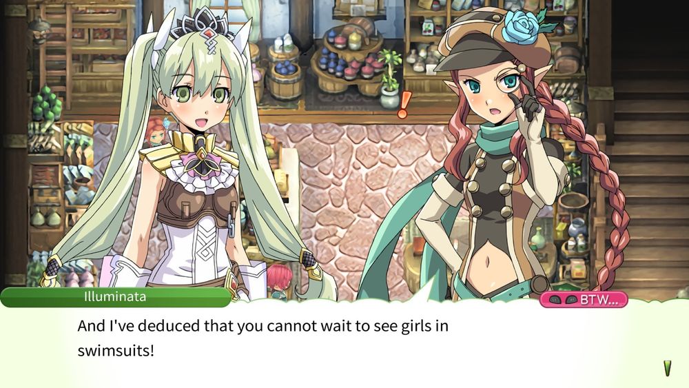 Screenshot from Rune Facotry 4 Illumination says "An I I deuced you cannot wait to see girls in swimsuits" but I am also in fact gilr