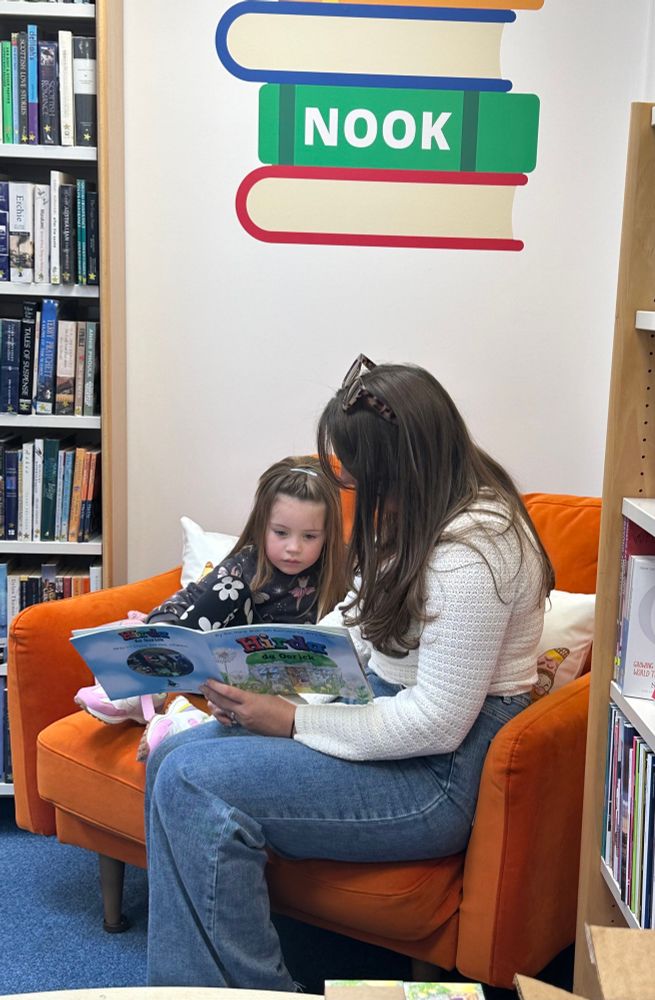 Sharing a story.