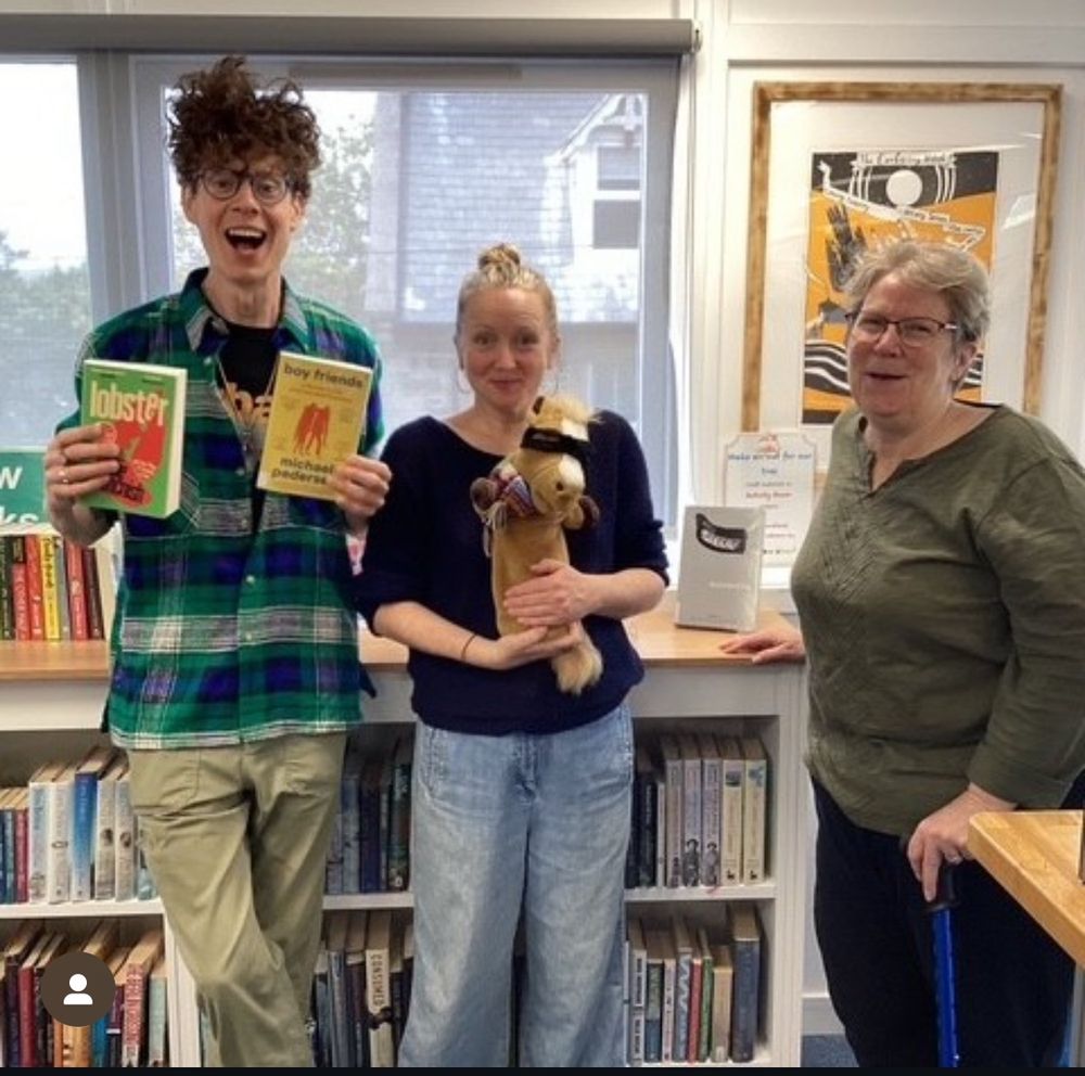 michael pedersen hollie mcnish meet Super Sheltie - held by hollie - and marghie our librarian 