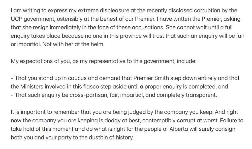 Letter demanding resignation of Premier