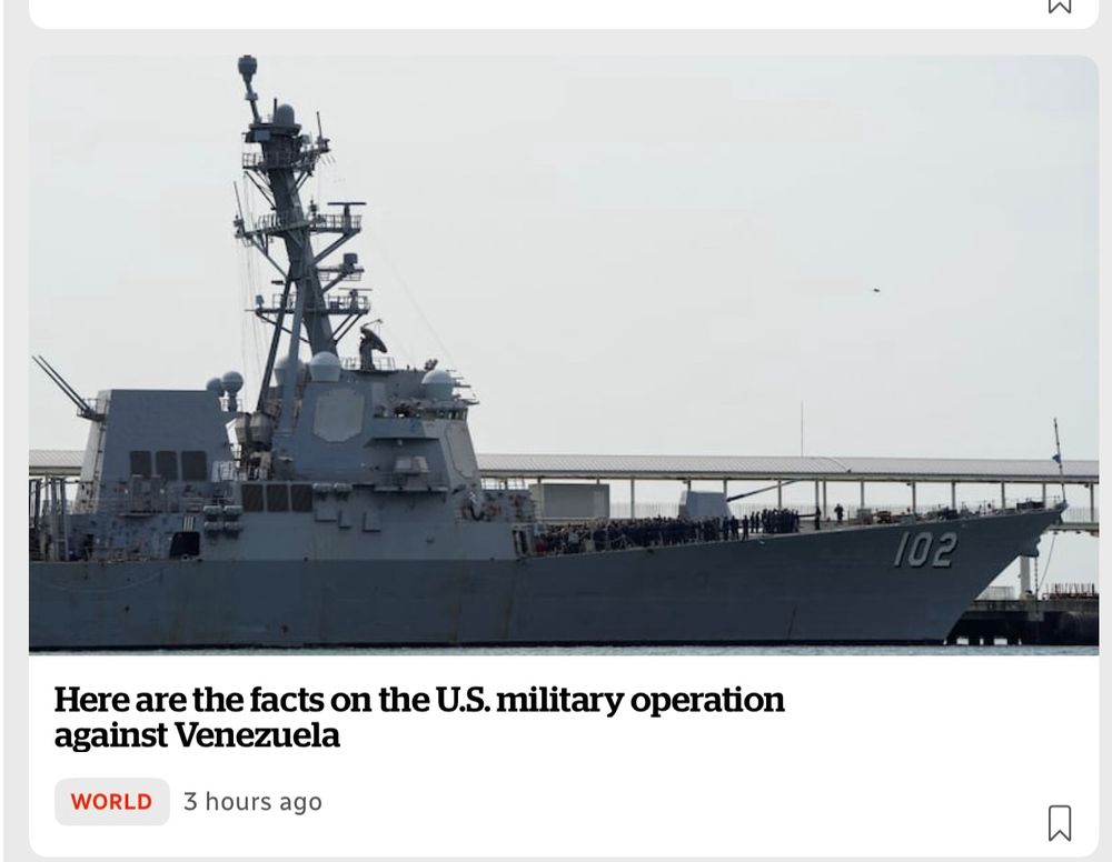 Photo of a military ship with the caption,”Here are the facts on the U.S. military operation against Venezuela.”