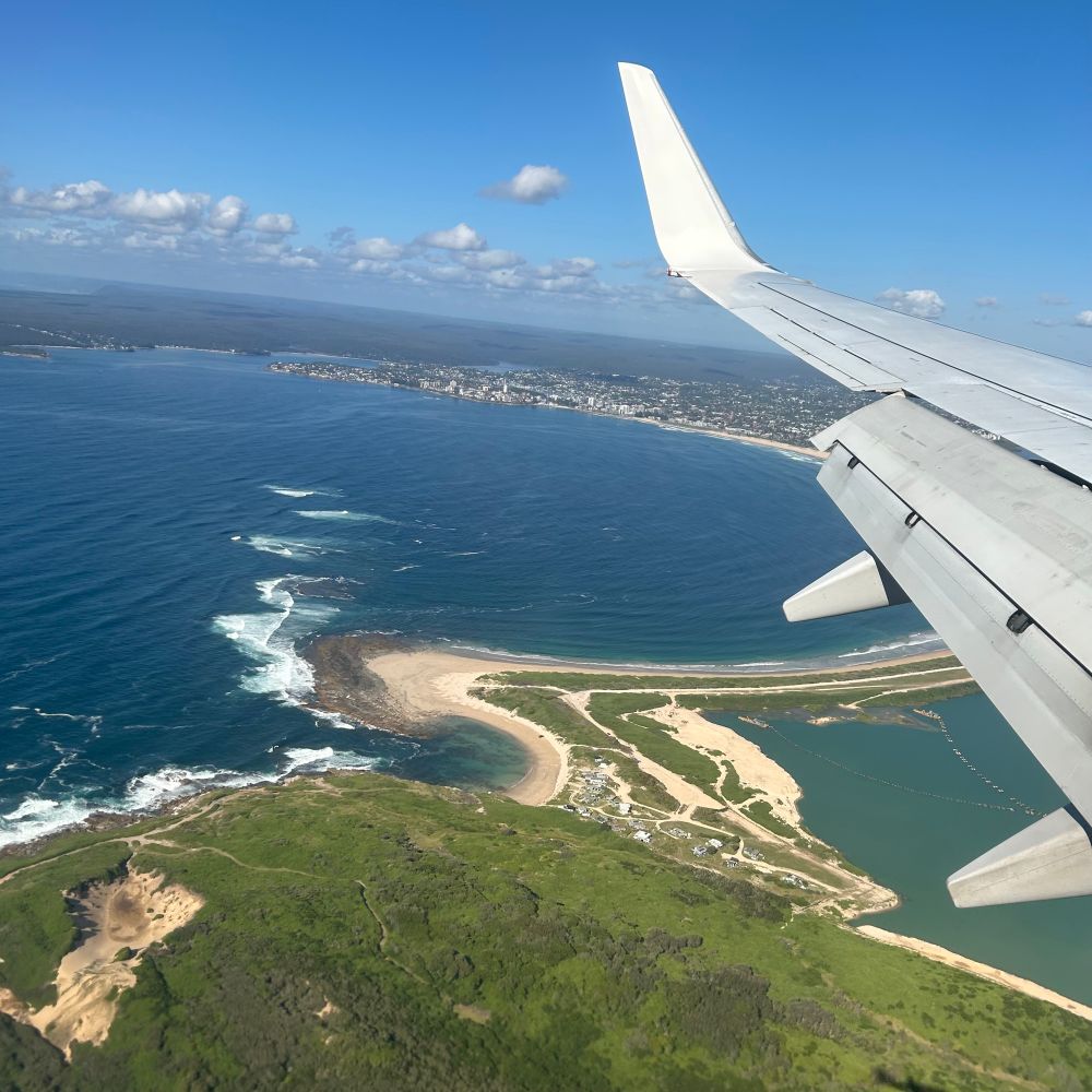 Sydney coastline, viewed from the plane as we approached the airport