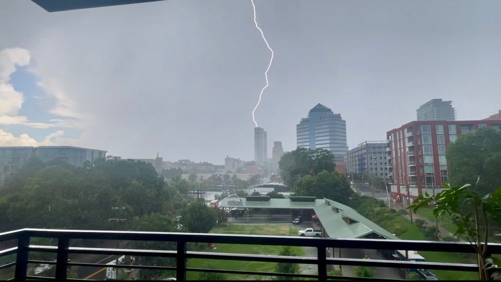 Durham’s Once City Center struck by lightning at 2:33 pm (via a friend) 