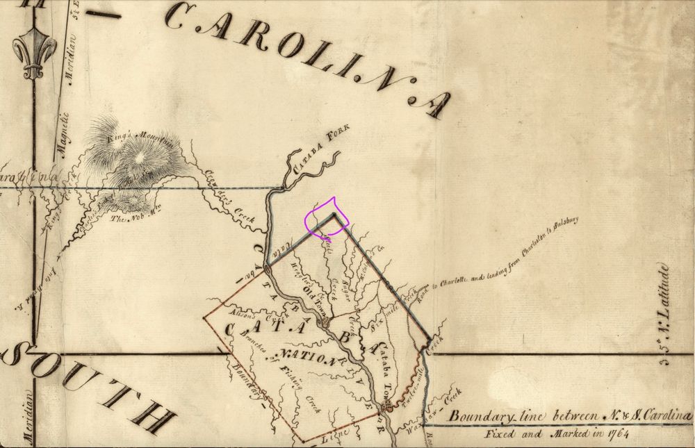 Map showing diamond shaped Nation on border of NC/SC near Charlotte 