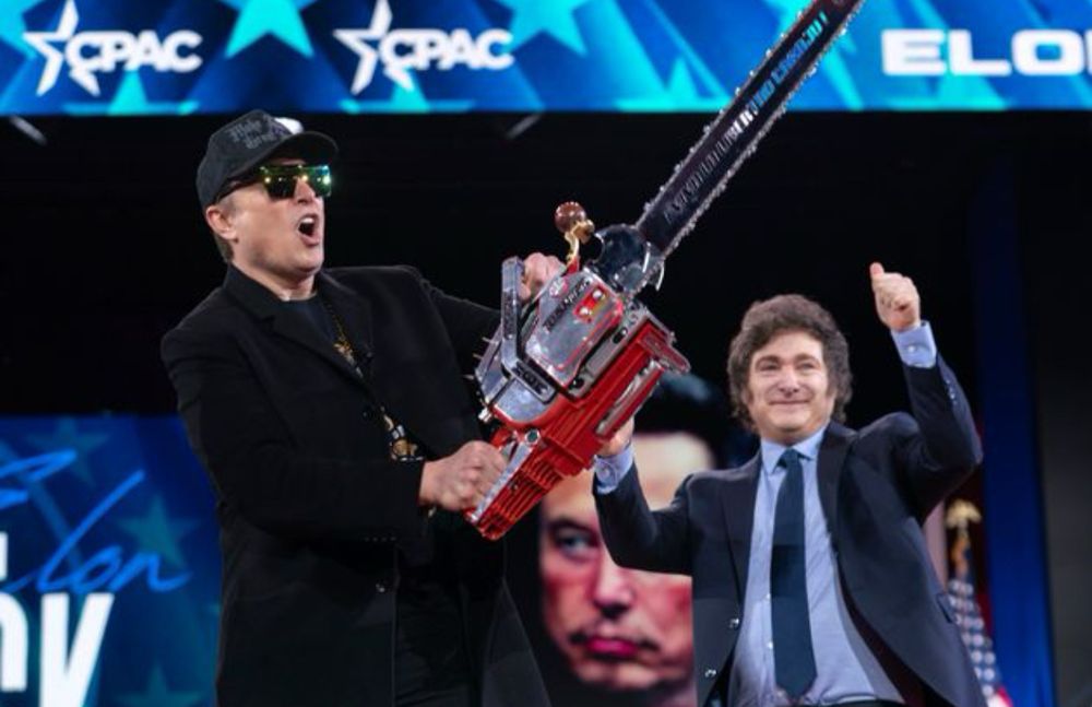 Massive dork wields chainsaw 