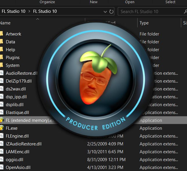 modified fl studio 10 startup logo with the comedian hannibal buress trapped inside. 