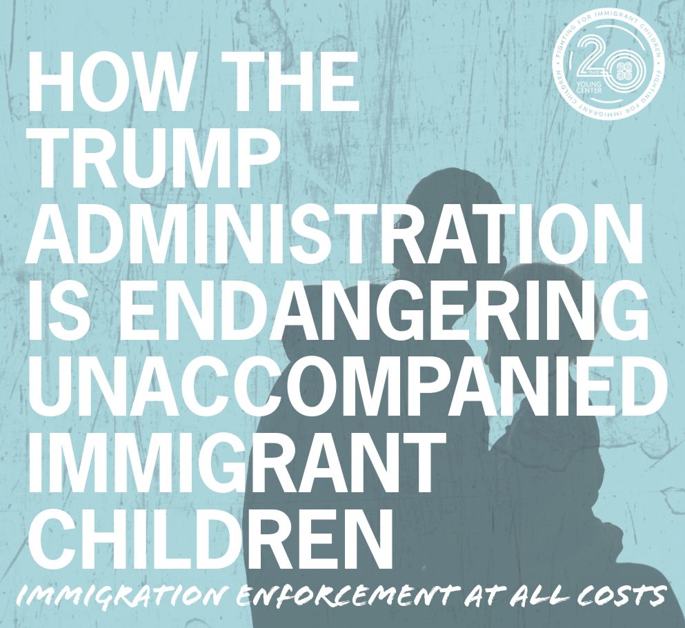 How the Trump Administration is Endangering Unaccompanied Immigrant Children. 
Graphic of: Silhouette of parent hugging child.