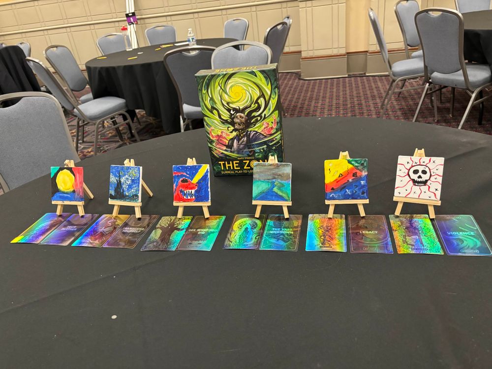 6 tiny paintings on 6 tiny easels