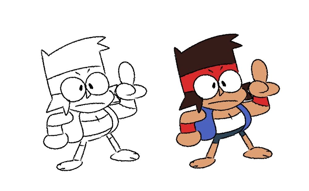 a drawing of K.O. from OK K.O.! featuring only the lineart + colors