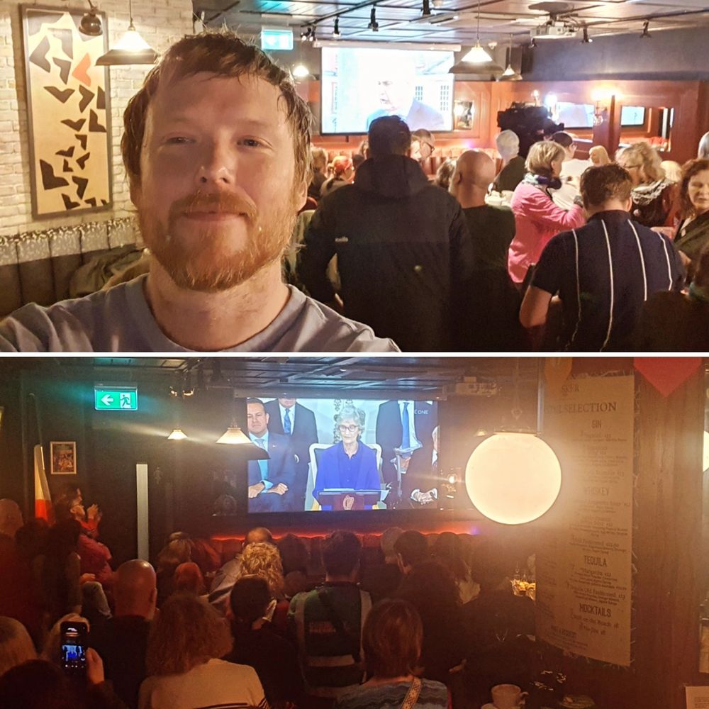 Denman Rooke in a Galway pub celebrating with other Connolly campaigners.
