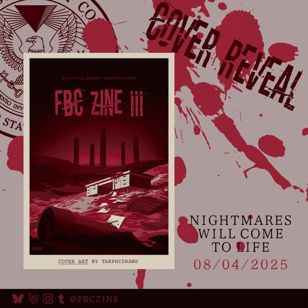 FBC Zine Volume 3 cover reveal featuring artwork drawn by Tarphidraws. Banner features cover art which will be used within the digital pdf of the FBC Zine. Text reads "Nightmares will come to life 08/04/2025."
