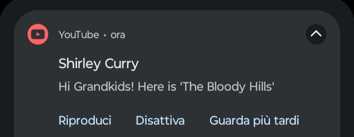 Notification from YouTuber Shirley Curry, the Skyrim Grandma
"Hi Grandkids! Here is 'The Bloody Hills'"