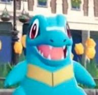 Screenshot of Totodile in Legends ZA looking goofy lol