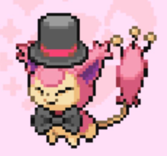 Screenshot of skitty dressed up for a musical in Pokémon black and white 