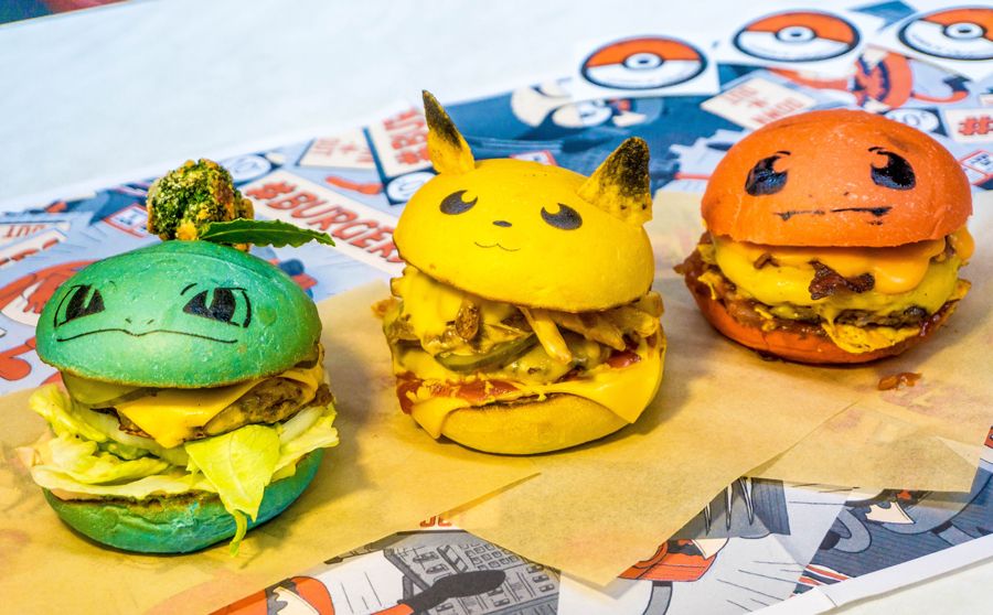 Pokémon themed cheeseburgers from the restaurant Down N Out