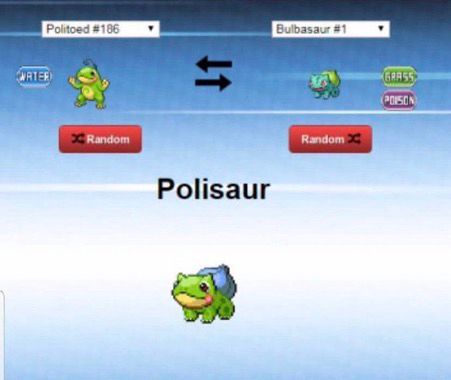 Screenshot of a fusion of Bulbasaur and Politoed 