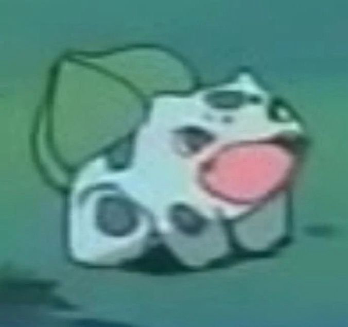 Screenshot of a low res Bulbasaur in the pokemon anime screaming “bulbaaaa”