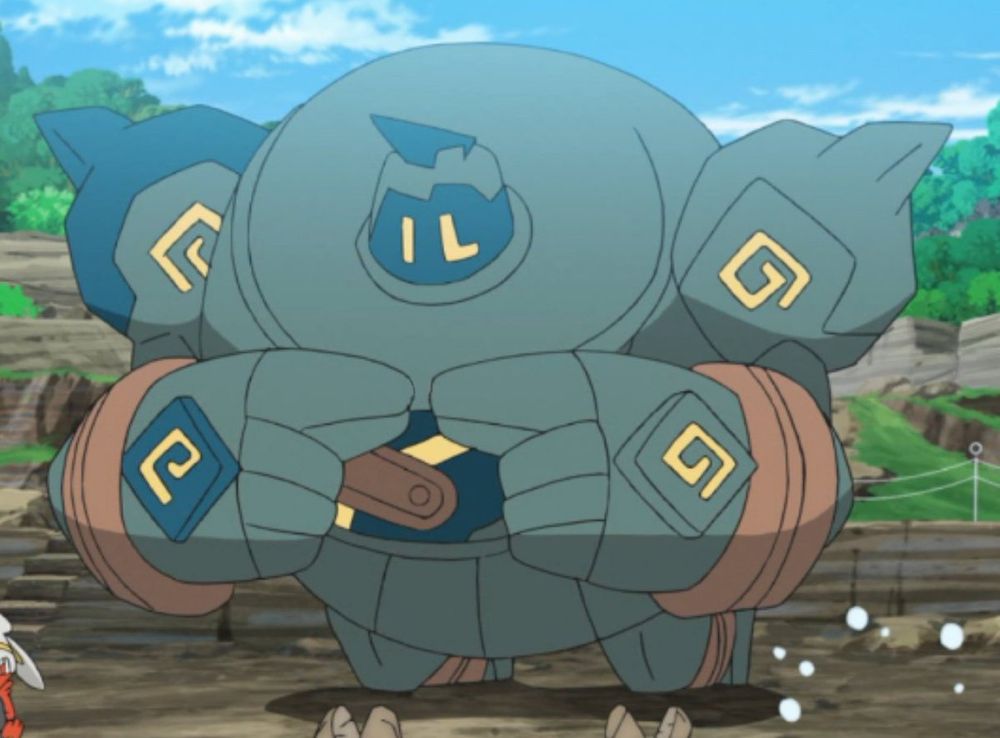 golurk in the pokemon anime acting sorry for what he did 