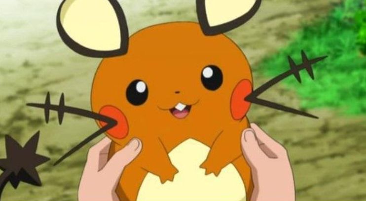 Screenshot of Bonnie holding dedenne in the Pokémon anime 