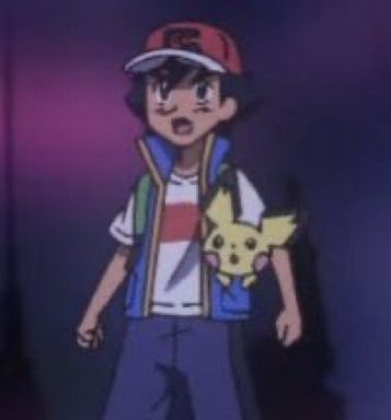 screenshot of ash in the Pokémon anime with a. Pichu in his pocket 