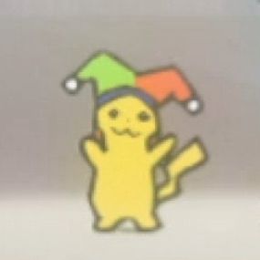 Screenshot of a low res Pikachu in the anime with a hat on 