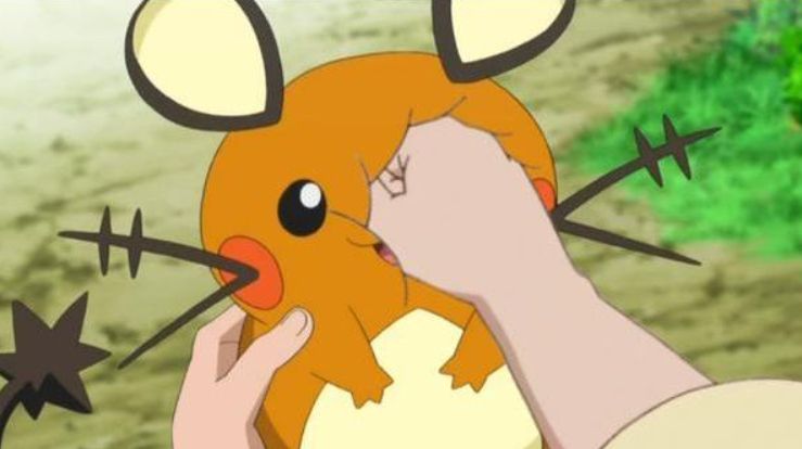 Screenshot edit of Bonnie punching dedenne in the face in the Pokémon anime 
