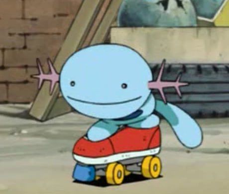 Screenshot of Wooper skating in the Pokémon anime 